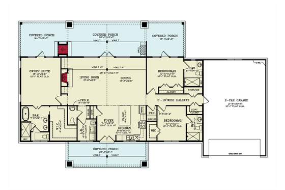Floor Plan - Main Floor for Farmhouse House Plan #119-461 - 3 bed, 3 bath
