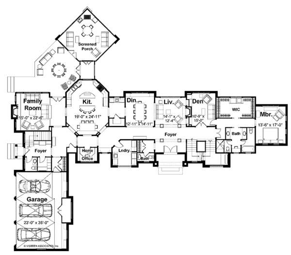 Country Floor Plan - Main Floor Plan #928-24