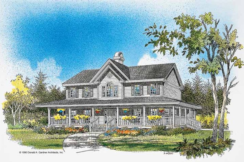 House Blueprint - Exterior - Front Elevation 3 for Country House Plan #929-75 - 4 bed, 3.5 bath
