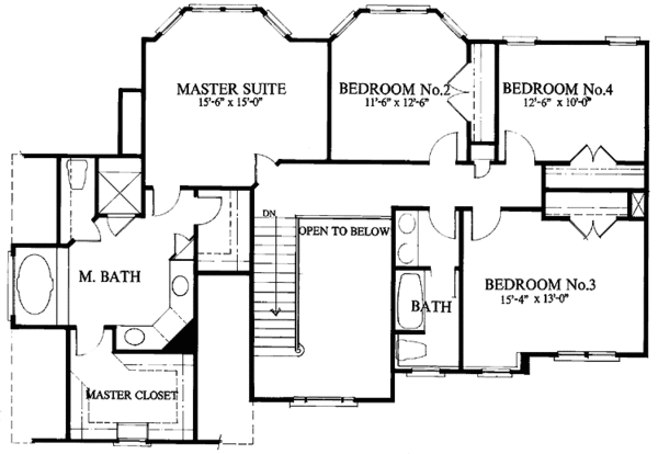 Architectural House Design - Colonial Floor Plan - Upper Floor Plan #429-90