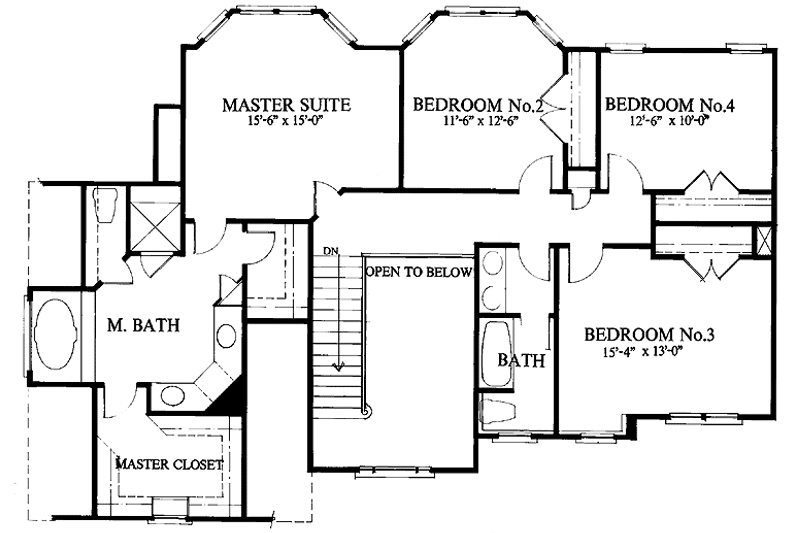 Dream House Plan - Floor Plan - Upper Floor for Colonial House Plan #429-90 - 4 bed, 2.5 bath