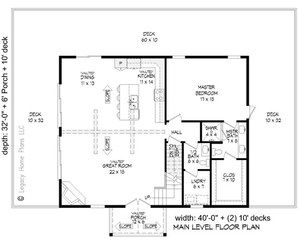 House Blueprint - Southern Floor Plan - Main Floor Plan #932-819