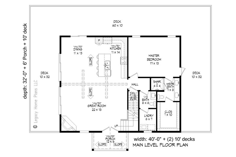 House Blueprint - Floor Plan - Main Floor for Southern House Plan #932-819 - 4 bed, 3.5 bath