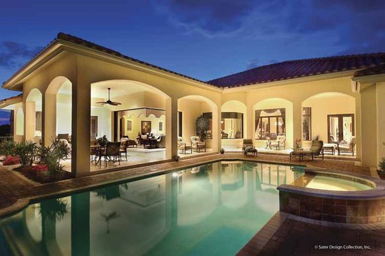 Exterior - Rear Elevation for Mediterranean House Plan #930-421 - 4 bed, 4 bath