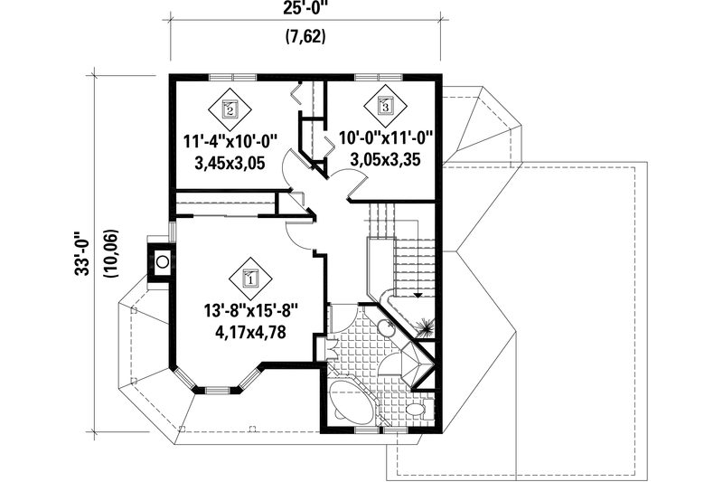 Home Plan - Floor Plan - Upper Floor for Victorian House Plan #25-4671 - 3 bed, 1 bath
