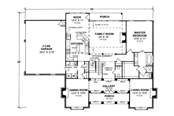 Floor Plan - Main Floor for Southern House Plan #20-336 - 4 bed, 3.5 bath