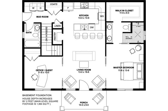 Floor Plan - Other Floor for Farmhouse House Plan #126-236 - 2 bed, 2 bath