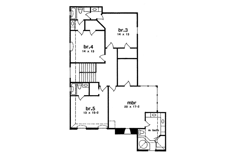 Home Plan - Floor Plan - Upper Floor for Country House Plan #301-139 - 5 bed, 4 bath