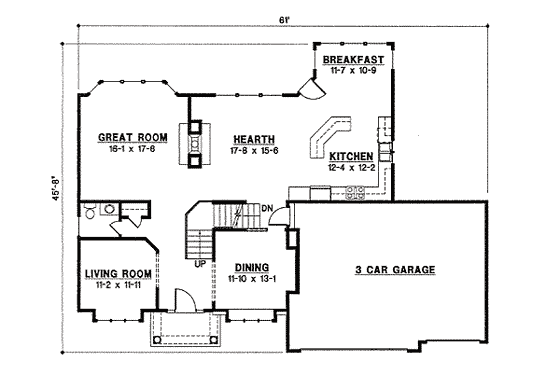Floor Plan - Main Floor for Traditional House Plan #67-819 - 4 bed, 3 bath