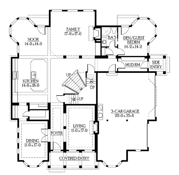 Dream House Plan - Craftsman Floor Plan - Main Floor Plan #132-514
