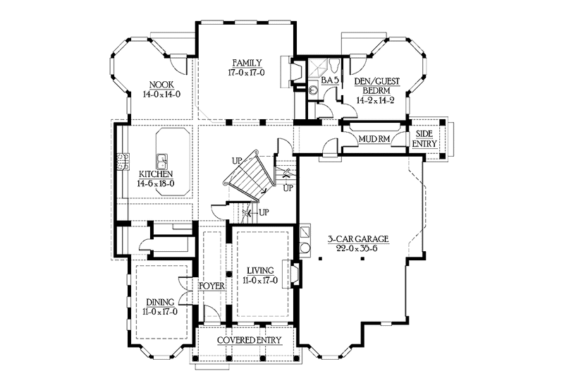Dream House Plan - Floor Plan - Main Floor for Craftsman House Plan #132-514 - 5 bed, 5.5 bath