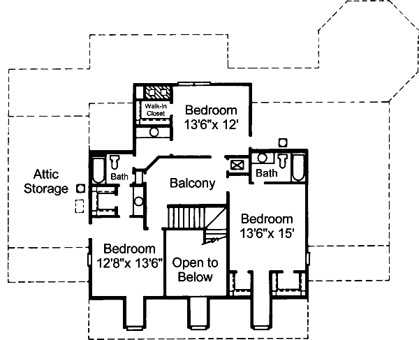 House Plan Design - Southern Floor Plan - Upper Floor Plan #37-105