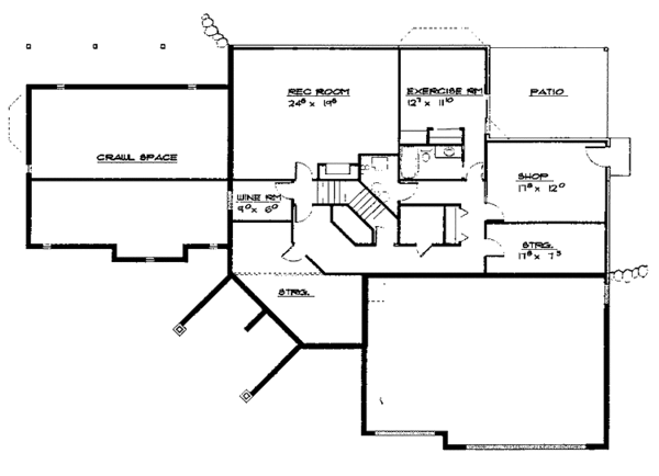 House Design - Country Floor Plan - Lower Floor Plan #308-297
