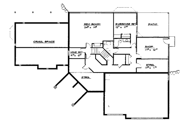 Home Plan - Floor Plan - Lower Floor for Country House Plan #308-297 - 2 bed, 2.5 bath