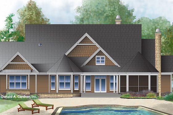 Exterior - Rear Elevation for Craftsman House Plan #929-997 - 4 bed, 3 bath