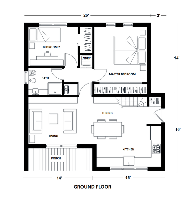 Modern Floor Plan - Main Floor Plan #542-13