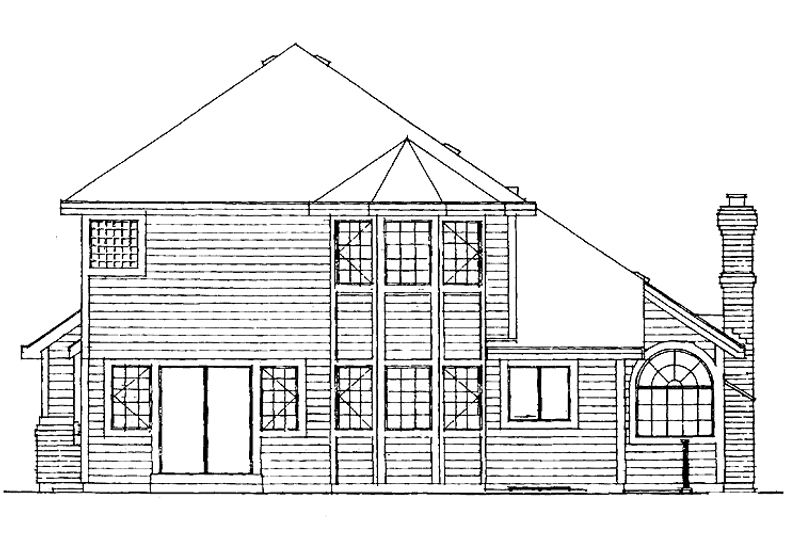 House Blueprint - Exterior - Rear Elevation for Mediterranean House Plan #47-836 - 3 bed, 3 bath