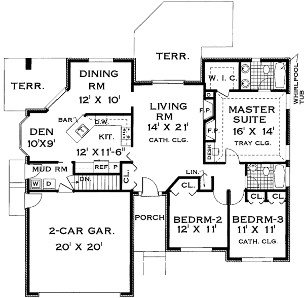 Ranch Floor Plan - Main Floor Plan #3-232
