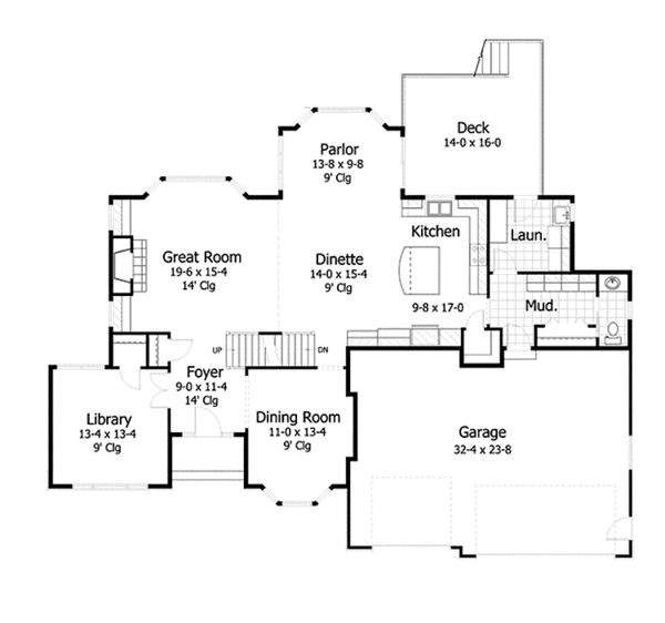 Architectural House Design - Traditional Floor Plan - Main Floor Plan #51-1127