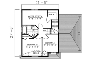 Floor Plan - Upper Floor for Cottage House Plan #138-186 - 3 bed, 1.5 bath