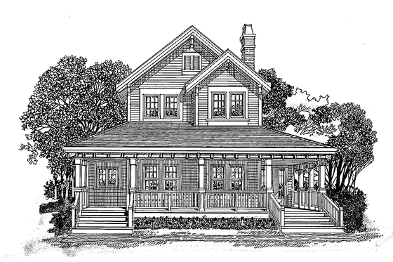 Exterior - Front Elevation 3 for Victorian House Plan #47-1021 - 3 bed, 2.5 bath