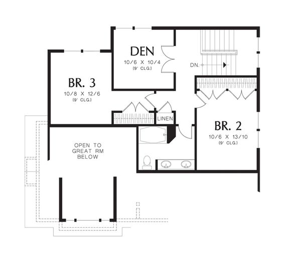 Craftsman Floor Plan - Upper Floor Plan #48-529