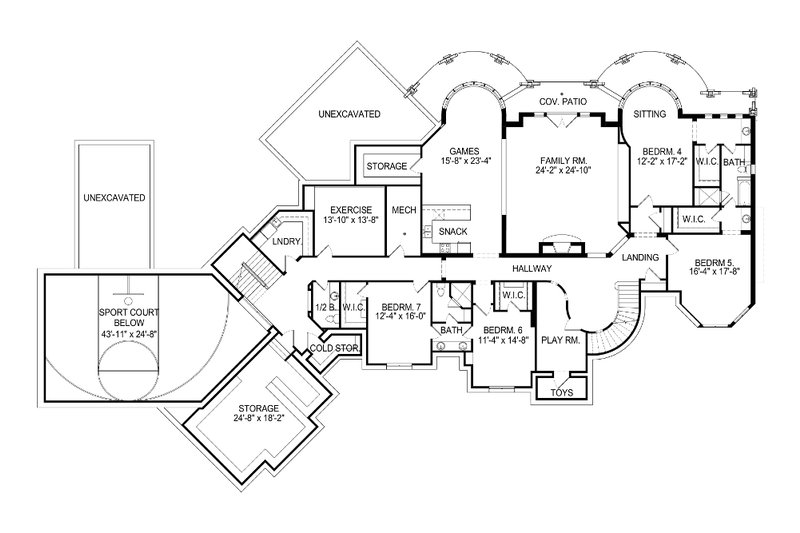 Home Plan - Floor Plan - Lower Floor for European House Plan #920-63 - 7 bed, 5.5 bath