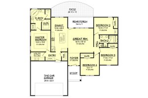 Floor Plan - Main Floor for Ranch House Plan #430-105 - 4 bed, 2 bath