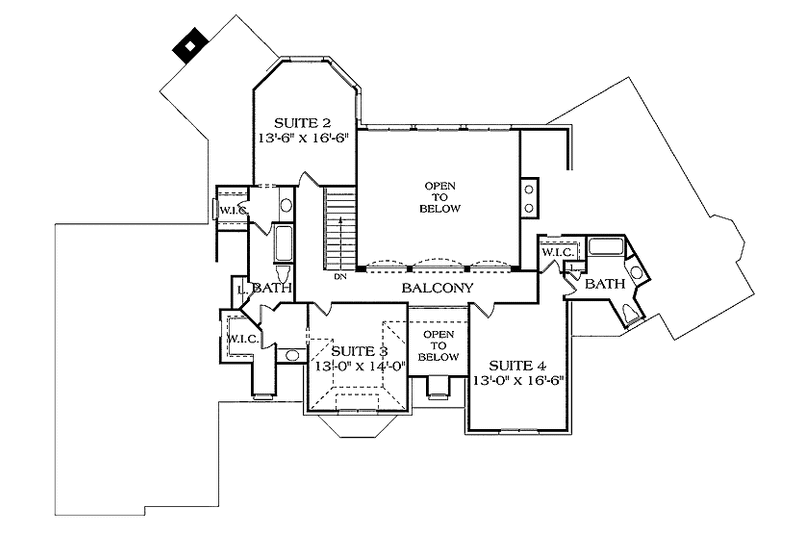 Dream House Plan - Floor Plan - Upper Floor for Traditional House Plan #453-375 - 5 bed, 4 bath