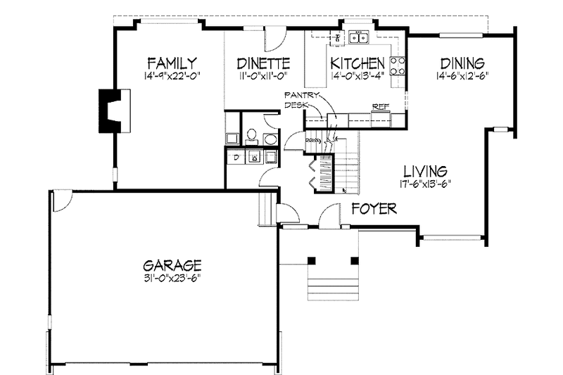Dream House Plan - Floor Plan - Main Floor for Contemporary House Plan #51-913 - 4 bed, 2.5 bath