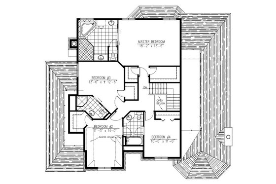 Floor Plan - Upper Floor for European House Plan #138-335 - 4 bed, 3.5 bath