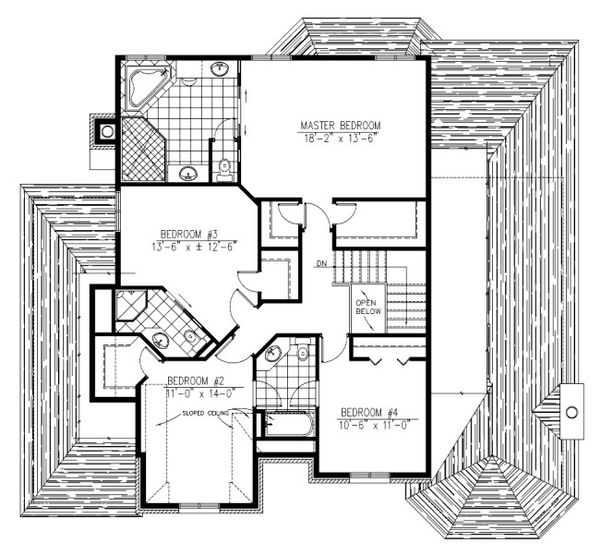 European Floor Plan - Upper Floor Plan #138-335