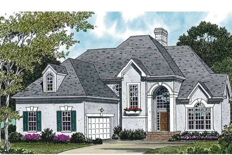 House Blueprint - Exterior - Front Elevation 3 for Mediterranean House Plan #453-432 - 3 bed, 2.5 bath