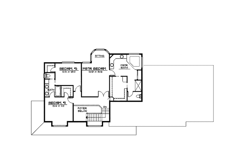 House Blueprint - Floor Plan - Upper Floor for Country House Plan #997-15 - 3 bed, 2.5 bath