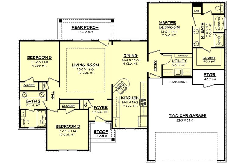 Home Plan - Floor Plan - Main Floor for European House Plan #430-62 - 3 bed, 2 bath