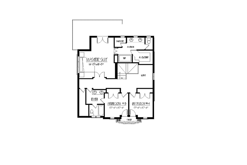 House Blueprint - Floor Plan - Upper Floor for Prairie House Plan #937-1 - 4 bed, 2.5 bath