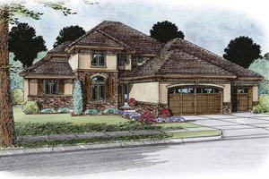 Exterior - Front Elevation 4 for European House Plan #20-2245 - 4 bed, 3.5 bath