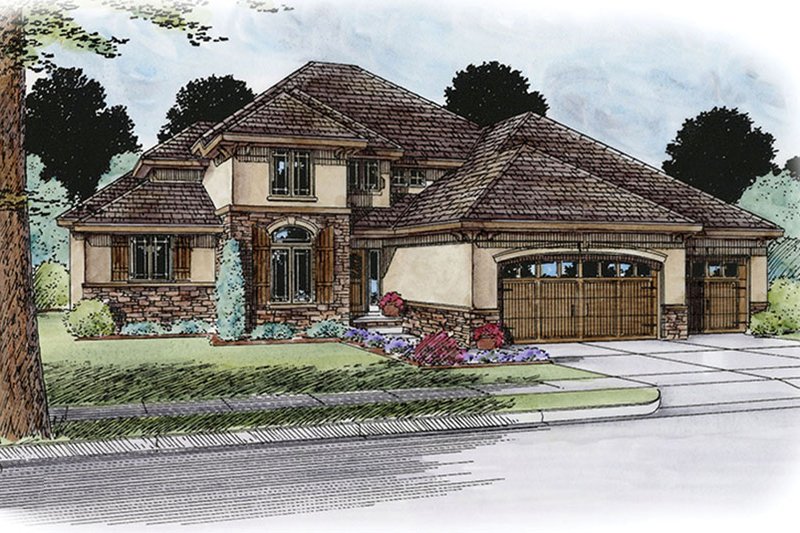 House Plan Design - Exterior - Front Elevation 4 for European House Plan #20-2245 - 4 bed, 3.5 bath