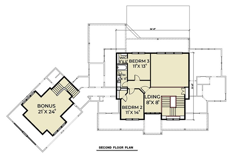 House Design - Floor Plan - Upper Floor for Farmhouse House Plan #1070-39 - 3 bed, 3.5 bath