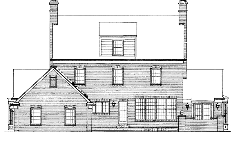 Home Plan - Exterior - Rear Elevation for Classical House Plan #72-684 - 5 bed, 3.5 bath