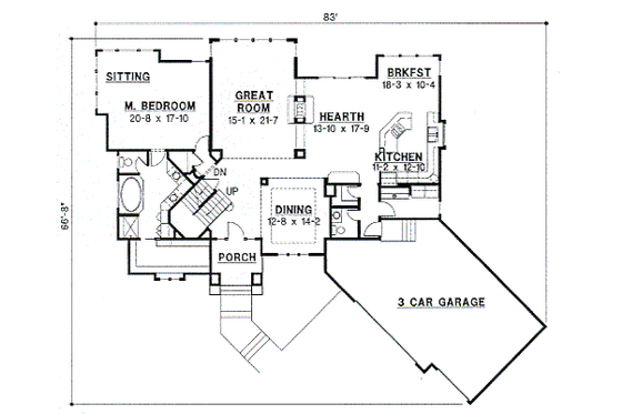 Floor Plan - Main Floor for Modern House Plan #67-727 - 4 bed, 3.5 bath