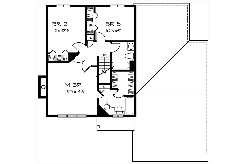 Home Plan - Floor Plan - Upper Floor for Prairie House Plan #320-1140 - 3 bed, 2.5 bath