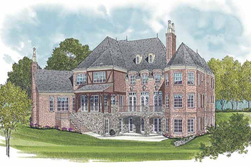 Dream House Plan - Exterior - Rear Elevation for European House Plan #453-596 - 6 bed, 6.5 bath