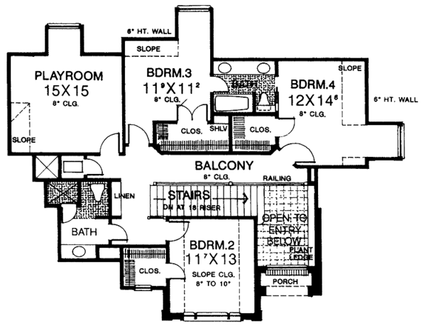 Architectural House Design - Colonial Floor Plan - Upper Floor Plan #310-1164