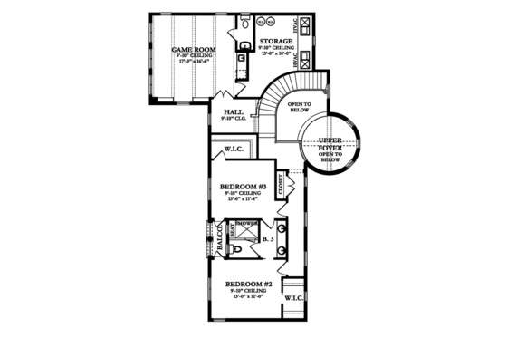 Floor Plan - Upper Floor for Mediterranean House Plan #1058-15 - 3 bed, 3 bath