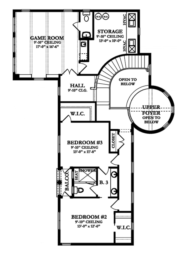 Mediterranean Floor Plan - Upper Floor Plan #1058-15