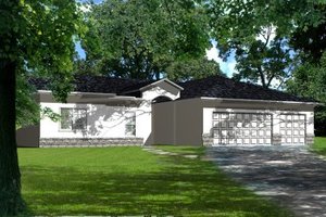 Adobe / Southwestern Exterior - Front Elevation Plan #1-458