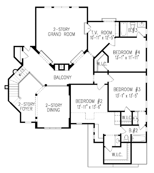 Architectural House Design - European Floor Plan - Upper Floor Plan #54-277