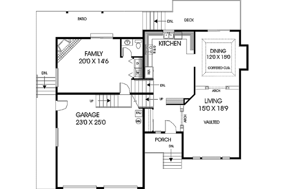 Floor Plan - Main Floor for Contemporary House Plan #60-666 - 3 bed, 2.5 bath