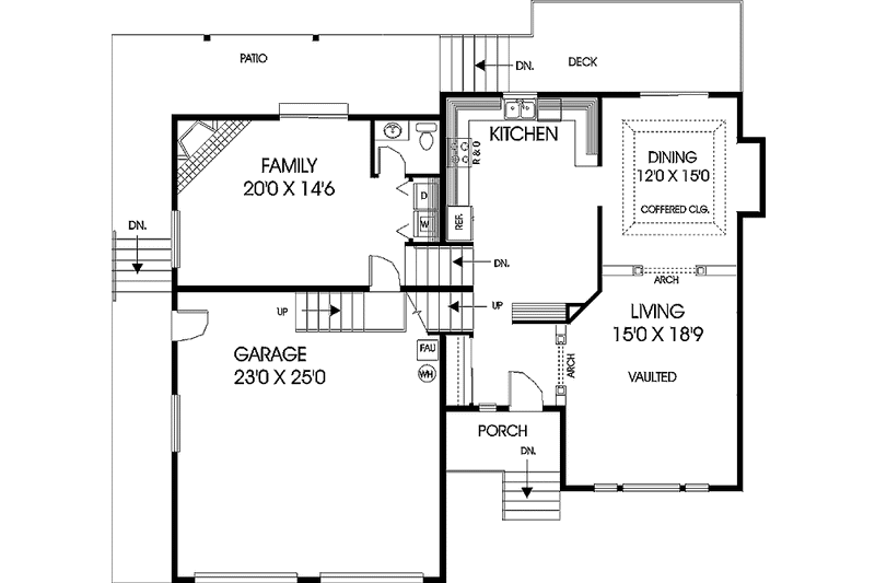 Home Plan - Floor Plan - Main Floor for Contemporary House Plan #60-666 - 3 bed, 2.5 bath